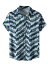 Lars Amadeus サマーシャツ イレギュラーシャツ カラーブロック 半袖トップス ボタンダウン メンズ ブルー 2XL
