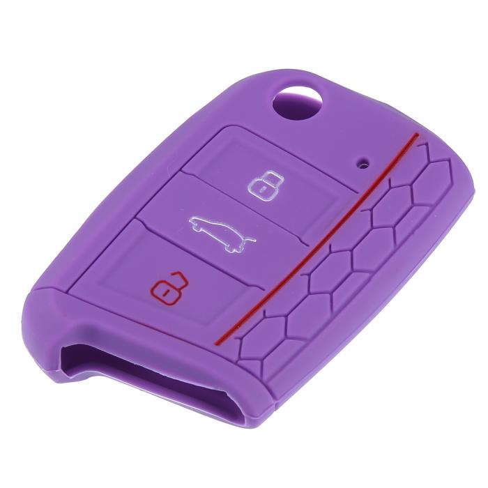 X AUTOHAUX 車のキーシリコンケース ボタン ハニカムパターン 車のキーカバー VWに対応 Golfに対応 7に対応 Mk7に対応 Poloに対応 Jettaに対応 4に対応 Touranに対応 3に対応 ムラサキ