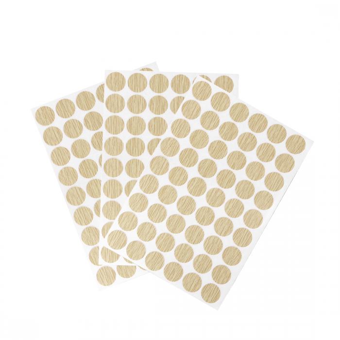 uxcell ネジ穴カバーステッカー 粘着ステッカー テクスチャード プラスチック 木製家具 キャビネット 棚板用 直径21 mm オーク 162個合計3枚
