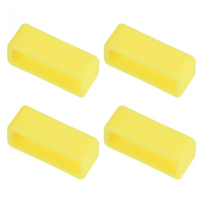 uxcell 時計バンドストラップループ ゴム 交換用ファスナーリング シリコーン時計ホルダーキーパー 20mm幅時計バンド イエロー 4個入り