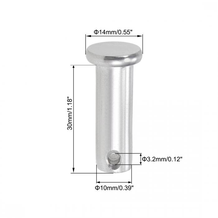 uxcell 単穴クレビスピン 10mm X 30mm フラットヘッド 304ステンレス鋼 リンクヒン...