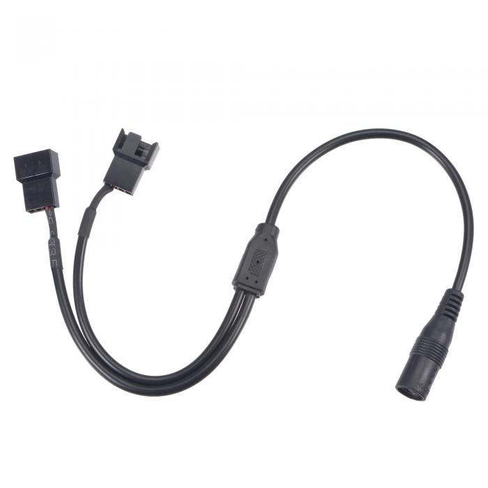 uxcell ファン電源ケーブル DC 5.5 mmx2.1 mm-2ポート3ピン-4ピン出力 全長350 mm