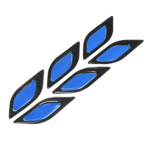 X AUTOHAUX 3D反射ステッカー 安全警告サイン ユニバーサル 車のフェンダーバンパー保護用 夜間視程デカール 炭素繊維パターン ブルー 6個