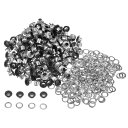 uxcell 300セットのグロメットキット メタルアイレット 3 mm 1/8"の穴 小さなグロメット ワッシャー付き 靴 服 ベルト タグ バッグ ファブリック レザー DIYプロジェクト用 黒