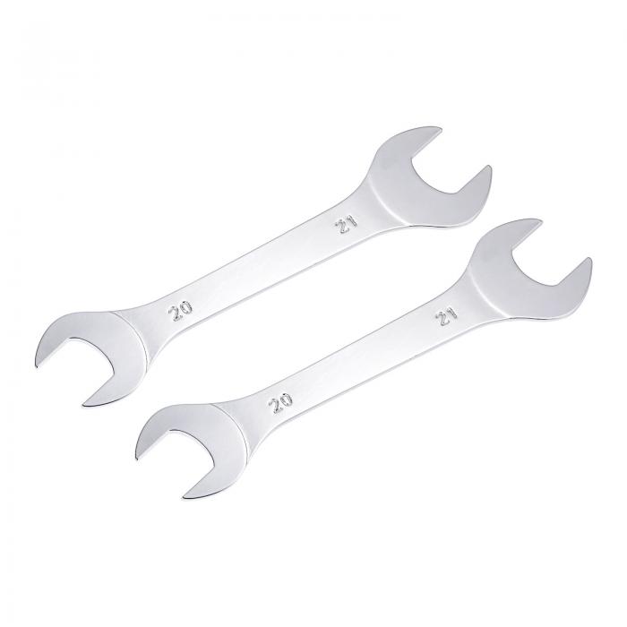 uxcell 薄型オープンエンドレンチ メトリック ミラークロームメッキ 高炭素鋼 20 mm x 21 mm 2個
