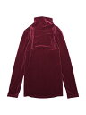 Allegra K 長袖シャツ ベーシックブラウス トップス モックネック 伸縮性 ベルベット タートルネック ハロウィン衣装 レディース ブルゴーニュ L