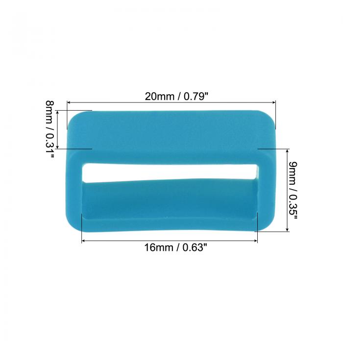 uxcell 時計バンドストラップループ ゴム 交換用ファスナーリング シリコーン時計ホルダーキーパー 16mm幅時計バンド ターコイズブルー 4個入り 3