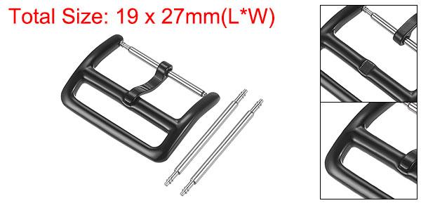 uxcell 時計ストラップクラスプ ステンレス鋼 磨かれたブラック PVD バックル 22mm幅時計バンド 2個スプリングバー付き