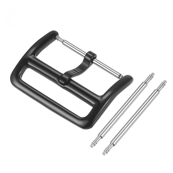 uxcell 時計ストラップクラスプ ステンレス鋼 磨かれたブラック PVD バックル 22mm幅時計バンド 2個ス..