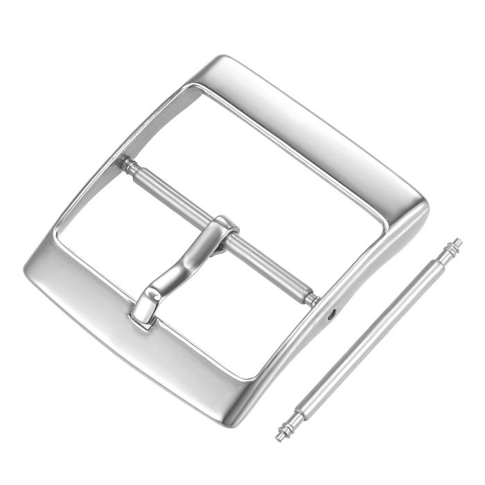 uxcell スプリングバー 時計ストラップクラスプ ステンレス鋼 洗練シルバートーン PVD バックル 24mm幅時計バンド スプリングバー付き