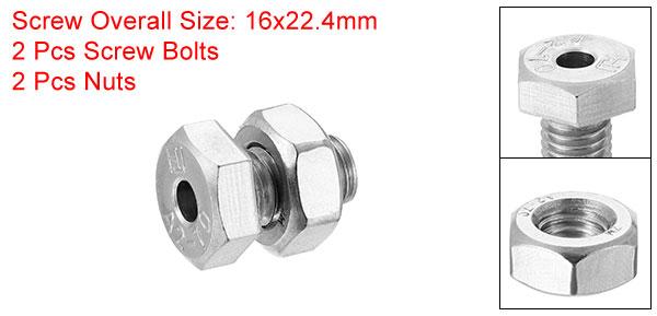 uxcell 通しボルト 中空ボルト 中空スリーブ ナット付き六角ファスナー 304ステンレス鋼 M10x16mm 2本入り [2]