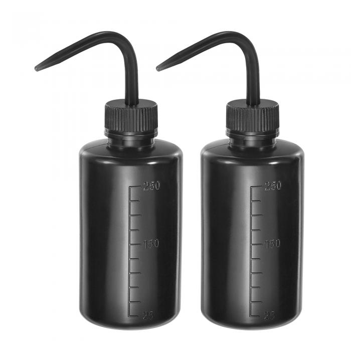 uxcell 洗瓶 プラスチック 多肉植物の水やり 灌漑スパウト 250mL ブラック 2個