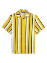 Lars Amadeus ストライプシャツ 半袖 ボタンダウンシャツ 襟付き ビーチ 夏 メンズ 黄色 2XL