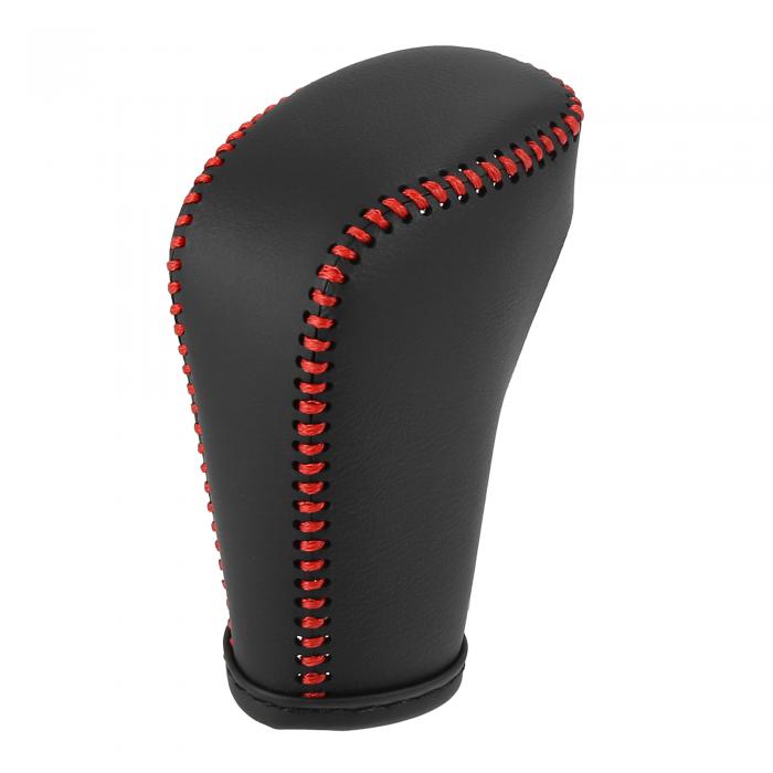 X AUTOHAUX 車内ギアシフターシフトノブカバー 合成皮革 トランスミッションシフトブーツレバー ブラック Hon daに対応 Ac cordに対応 2018-2022に対応 レッドステッチ