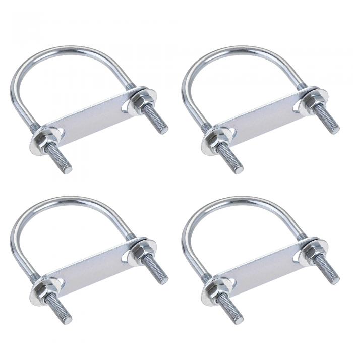 uxcell ラウンドUボルト ナット付き プレート付き ワッシャー付き 内幅50mm 長さ80mm スチール M6 4セット