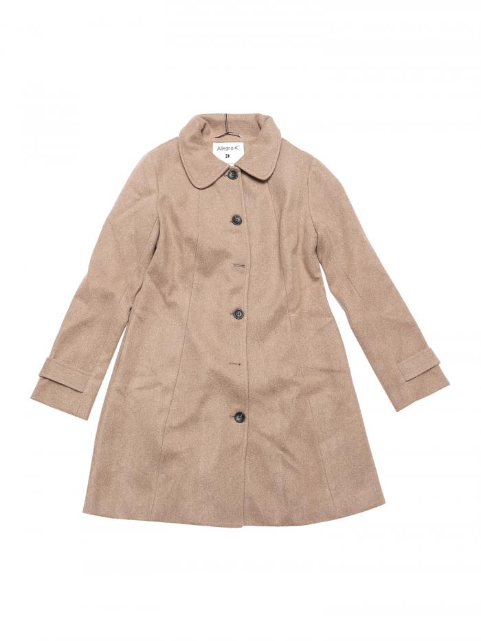 Allegra K 丸襟 ロングコート オーバーコート チェスターコート アウター 防寒 冬用 ストライプ レディ..