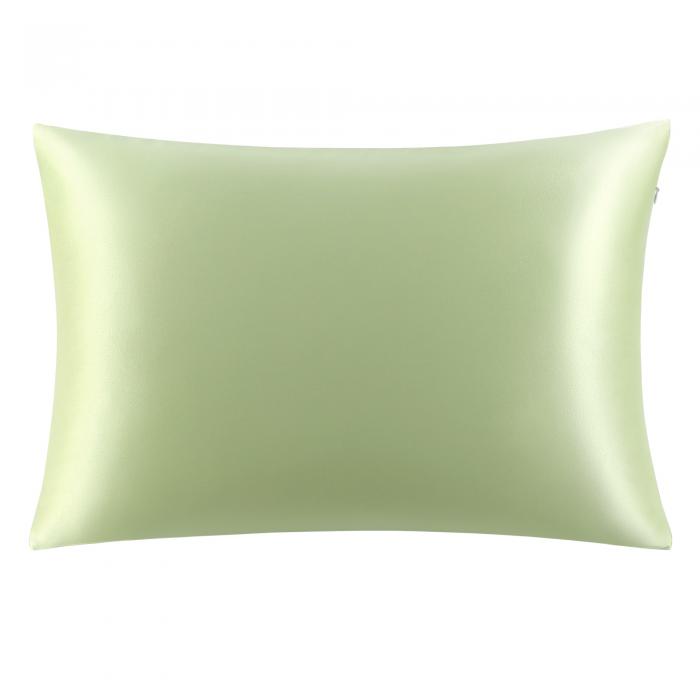 PiccoCasa 枕カバーシルク 100%蚕糸 絹 シルク 最高25匁 ファスナー付き まくらカバー 洗える 両面シルク まくらかばー 光沢 ピローケース すべすべ 無地 美髪 ギフト 四季適応 1枚セット グリーン 43*63cm