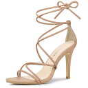 Allegra K レースアップヒール ストラップ付き スチレットヒール サンダル ボインテッドトゥ レディース ヌード 27.0cm(4)