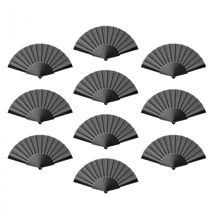 uxcell 折りたたみ扇子 ビンテージ ハンドヘルドファン プラスチック製 折りたたみ扇子 ハロウィンパーティー 結婚式 ダンス 装飾 ギフト 42x23cm/16.54x9.06" 10個セット ブラック