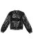Allegra K スパンコール ジャケット スタジャン ブルゾン 光沢 メタリック ショート 長袖 薄手 レディース ブラック XL