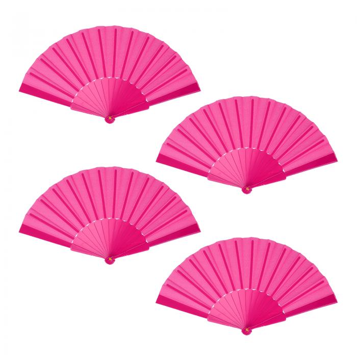 uxcell 折りたたみ扇子 ビンテージ ハンドヘルドファン プラスチック製 折りたたみ扇子 ハロウィンパーティー 結婚式 ダンス 装飾 ギフト 42x23cm/16.54x9.06" 4個セット ローズレッド