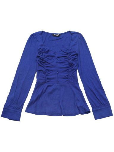 Allegra K 長袖 ペプラムブラウス シャーリングトップス ハートネックシャツ レディース ロイヤルブルー L Allegra K 長袖 ペプラムブラウス シャーリングトップス ハートネックシャツ レディース ロイヤルブルー L