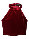 Allegra K クロップトップ ホルターネック キャミソール ベルベット ベロア ベーシック レイヤード パーティー レディース ワインレッド XL(4)