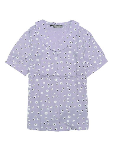 Allegra K セミシアートップス 花柄 シャツ ピーターパンカラー ボタンフロント レディース パープル XS Allegra K セミシアートップス 花柄 シャツ ピーターパンカラー ボタンフロント レディース パープル XS