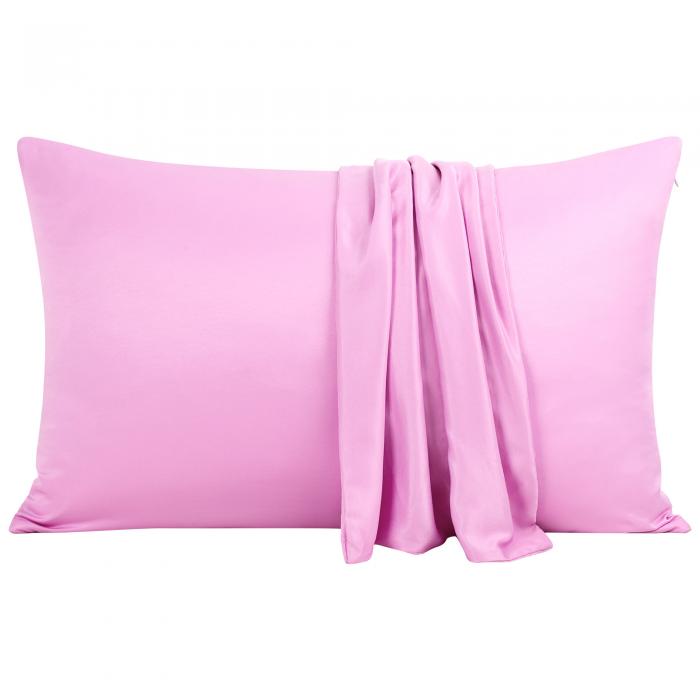 PiccoCasa 枕カバー 豪華 竹繊維 しわなし 冷却枕カバー ジッパー留め 柔らかさ 通気性 枕カバー シルキー 2枚 ピンク 50x75cm