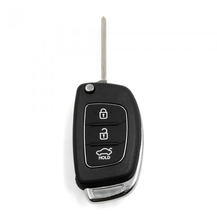 uxcell キーケース 3つのボタン フリップ 折りたたみ アンカット キーケース リモートフォブケース 交換品 ヒュンダイに対応