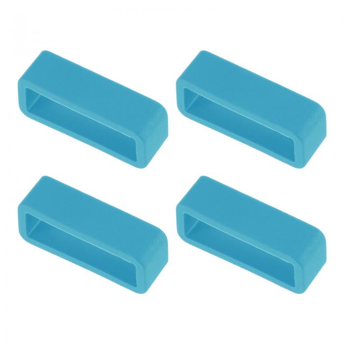 uxcell 時計バンドストラップループ ゴム 交換用ファスナーリング シリコーン時計ホルダーキーパー 20mm幅時計バンド ターコイズブルー 4個入り