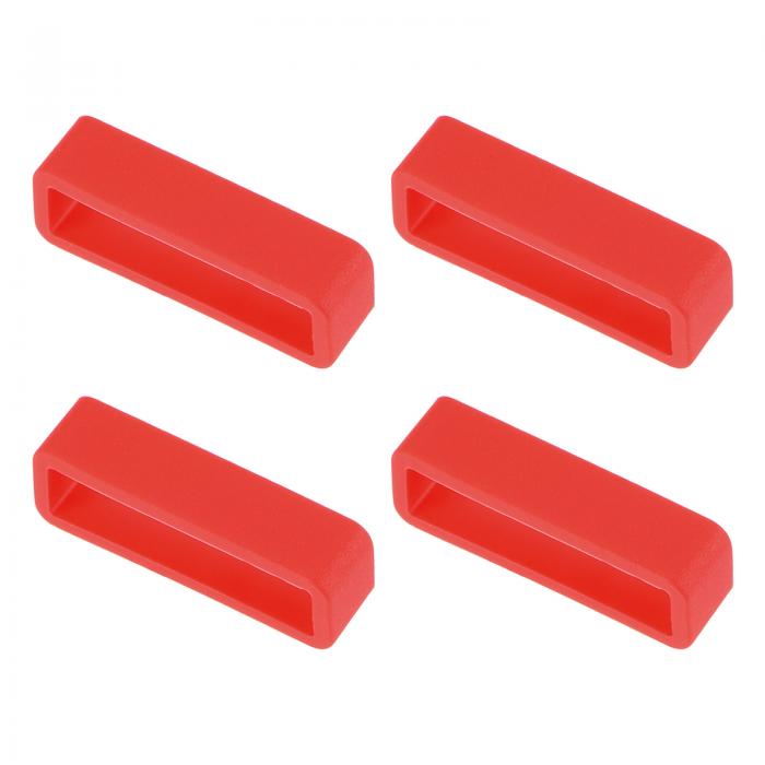 uxcell 時計バンドストラップループ ゴム 交換用ファスナーリング シリコーン時計ホルダーキーパー 26mm幅時計バンド レッド 4個入り