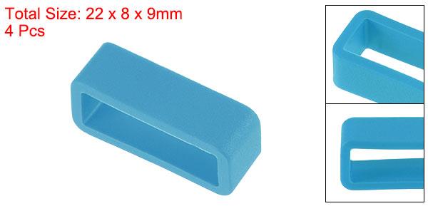 uxcell 時計バンドストラップループ ゴム 交換用ファスナーリング シリコーン時計ホルダーキーパー 18mm幅時計バンド ターコイズブルー 4個入り