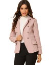 Allegra K デニム ブレザー ジャケット ジージャン Gジャン 長袖 オフィス ポケット付き レディース ピンク XL(4)