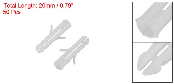 uxcell 拡張パイプ 4 mmx20 mm プラスチック 柱コンクリートアンカーウォールプラグ フレーム固定チューブ ホワイト 50個