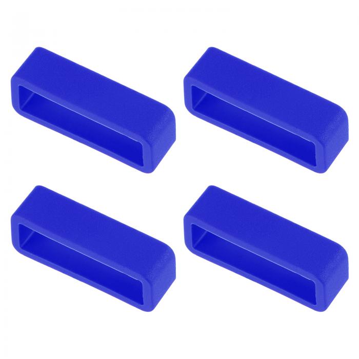 uxcell 時計バンドストラップループ ゴム 交換用ファスナーリング シリコーン時計ホルダーキーパー 22mm幅時計バンド ブルー 4個入り