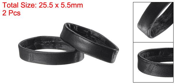 uxcell PUレザーループ リングキーパー保持 取替え 22mm幅時計バンド ブラック 2個入り