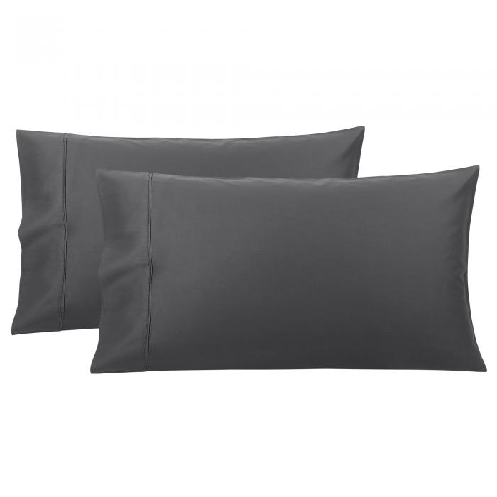 PiccoCasa 枕カバー2個セット 封筒付 スーパー ソフト コットンベッド 枕カバー ホテル 寝室 暗灰色 50x90cm