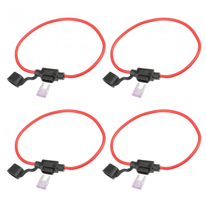 X AUTOHAUX 車のインラインヒューズホルダー インラインミニブレードスタイル 35Aヒューズ付き 12ゲージ DC 32V 4セット