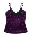 Allegra K ベルベットキャミソール レーストリム キャミトップ ノースリーブ 袖なし レディース パープル L