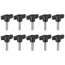 uxcell 10個セット クランピングスクリューノブ M6 x 30mm 炭素鋼 T字型サムスクリューハンドル クイックリリースハンドタイトニングノブ交換用