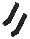 uxcell 靴下 ハイソックス 女性 弾性カフス 伸縮性 レディース 女性用 2足セット 18-20cm ブラック 18-20cm