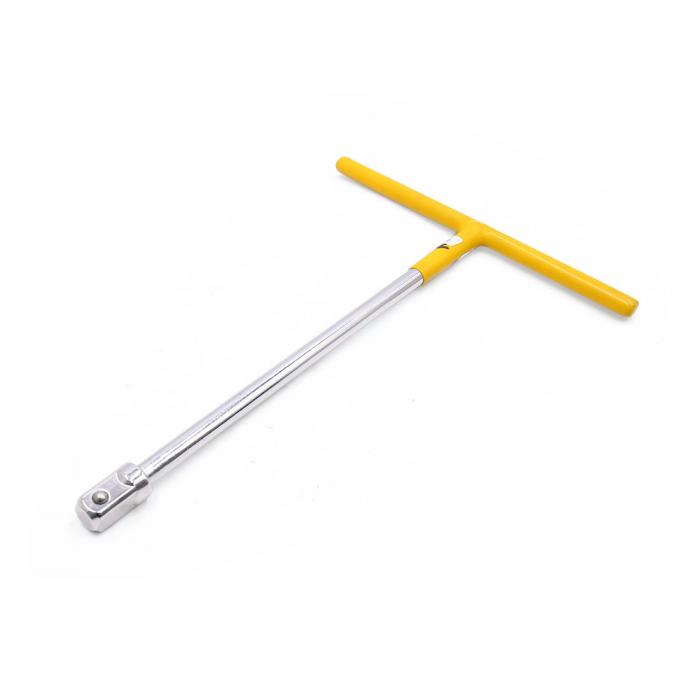 uxcell T型ハンドル レンチ イエロー 銀色調 13 mm 正方形 ドライブ T型ハンドル レンチ 修理工具 自動車に適用