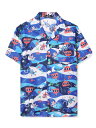 Lars Amadeus アロハシャツ ハワイアン ビーチ シャツ 半袖 ボタンダウン 夏 メンズ ブルー XL