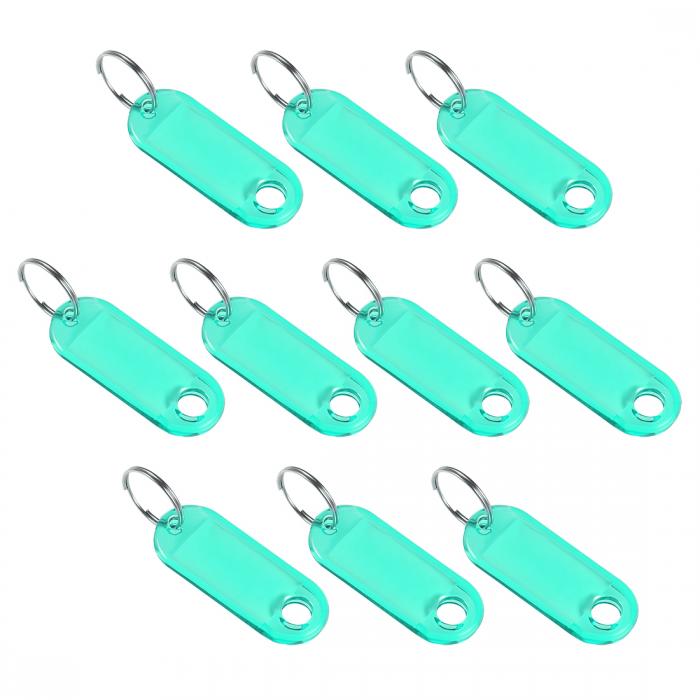uxcell 鍵タグ プラスチック製 スプリットキーリング キーチェン IDラゲージラベル サイズ50x20mm グリーン 10個入