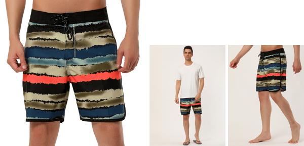 Lars Amadeus メンズ 水着 スイムショーツ サーフパンツ ボードショーツ ドローストリングウエスト ショーツ ブラウン 30