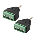 uxcell 2.5mmコネクタ 2.5 mm 4極オス-AV 4ネジ留め式端子 オーディオビデオコネクタアダプタ 2個入り