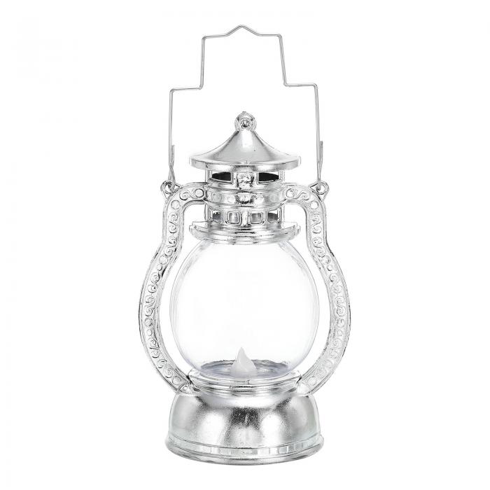 PATIKIL 12.6cm 装飾 ランタン ミニランタン ビンテージ提灯 LEDキャンドル 結婚式誕生日テーブル装飾用 シルバートーン