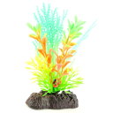 uxcell ルミナス植物 プラスチック 緑、ライトオレンジ 水槽の装飾 装飾品 人工植物 造園飾り 石のベース