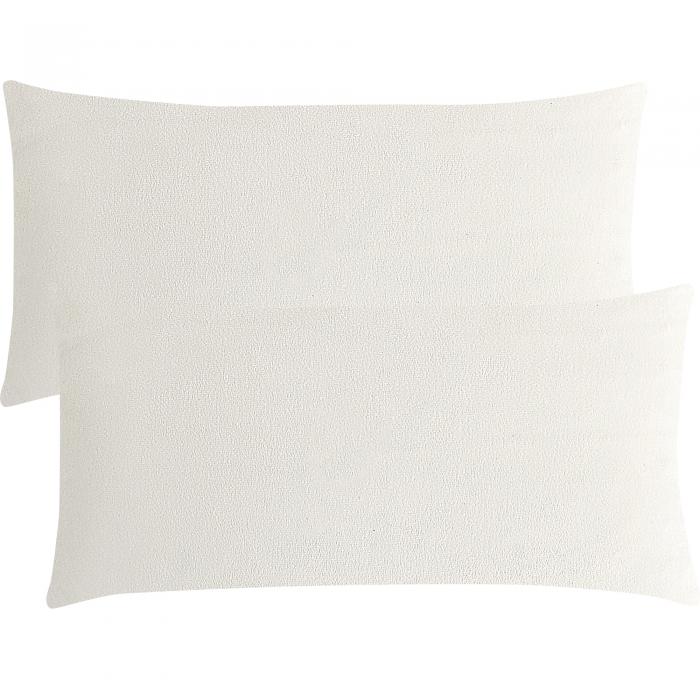 PiccoCasa 2Pcs Velvet Throw Pillow Cover Solid Decorative Sofa Cushion Cover White 16 x31